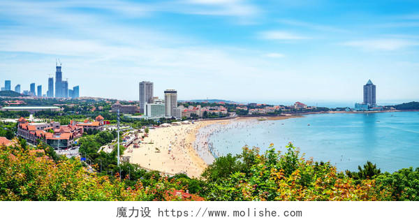 中国青岛海滩青岛旅游